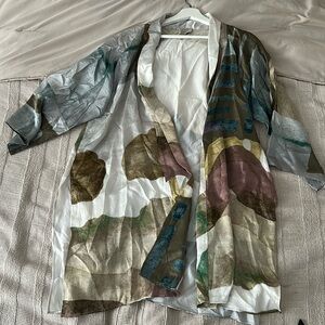 Zonda Nellis 100% Silk Hand-Painted Kimono Jacket – Size L – Made in Canada